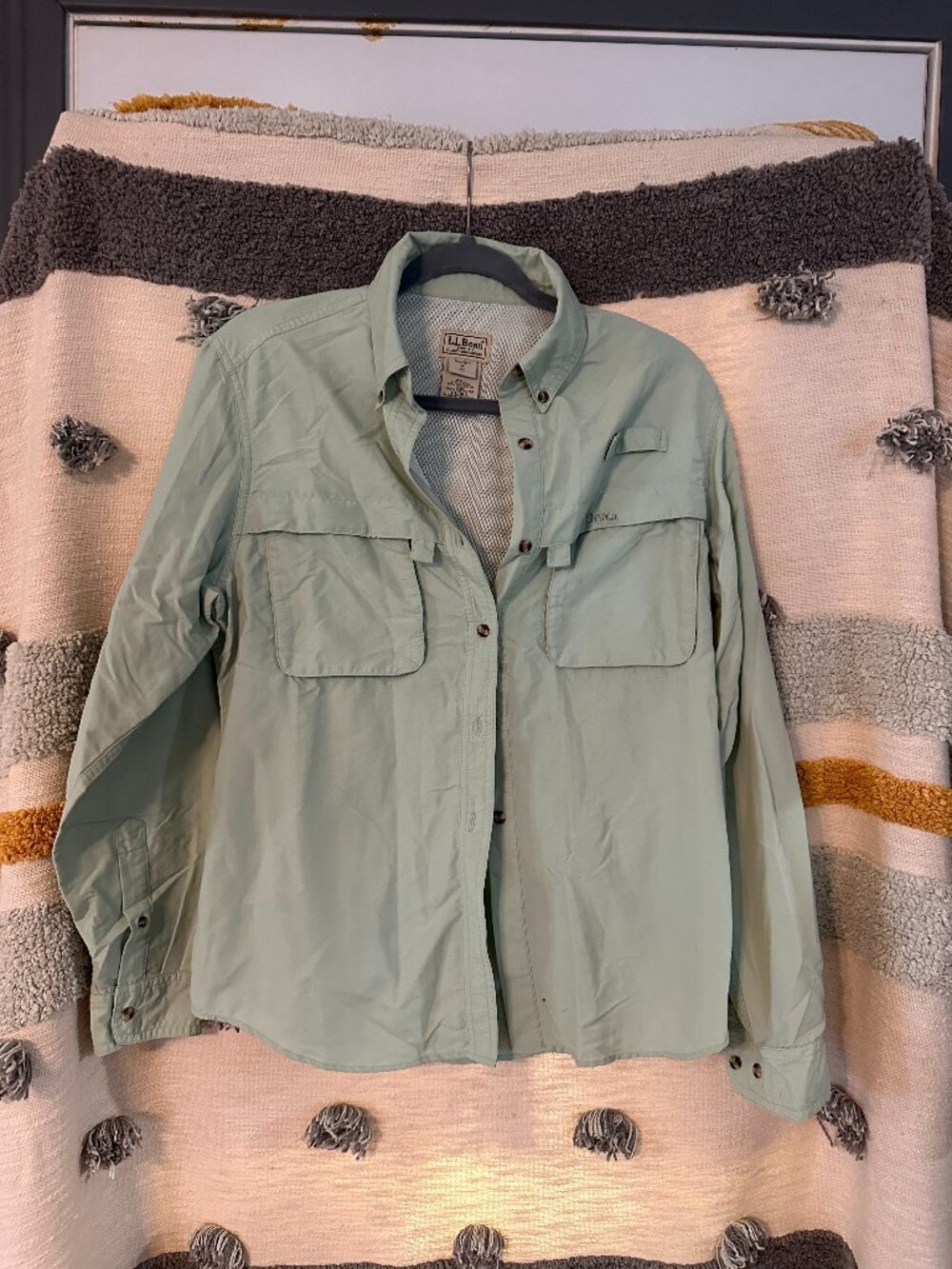 L.L. Bean Tropicwear Long-Sleeve Vented Hiking Shirt - Sage Green M REG